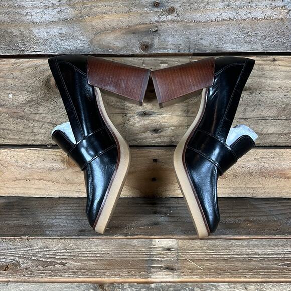 Vince Camuto Black Platform Loafers with Brown Heel - Picture 6 of 8